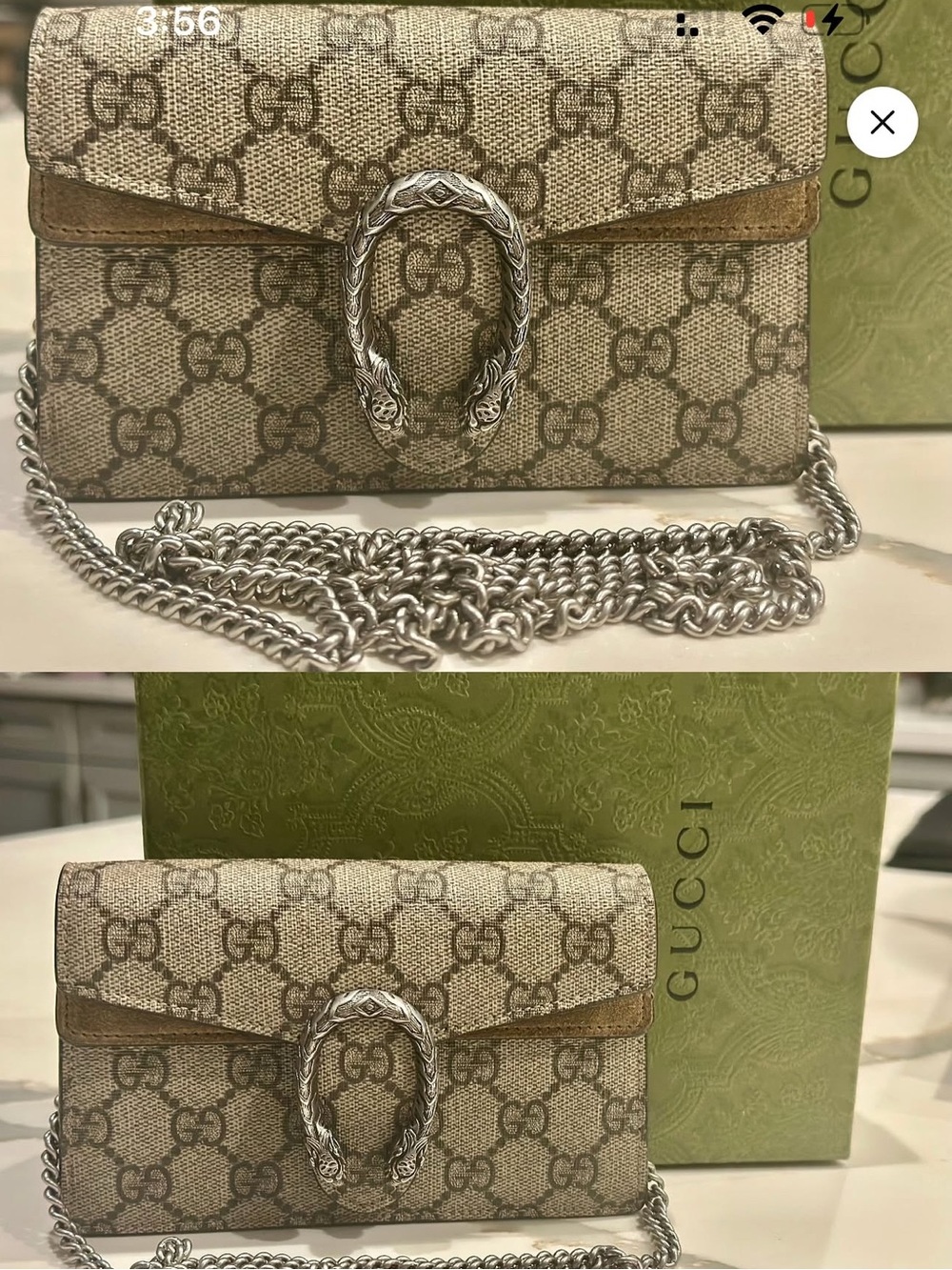 Gucci Beige/Brown GG Supreme Dionysus Small Chain Bag
